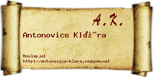 Antonovics Klára névjegykártya