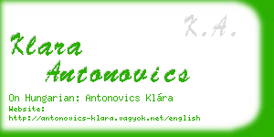 klara antonovics business card